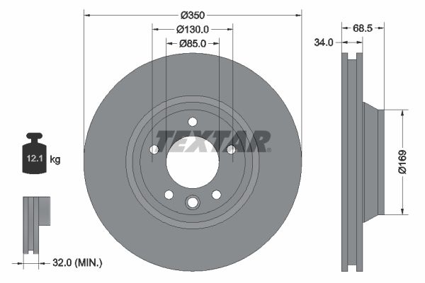 TEXTAR Тормозной диск 92121805