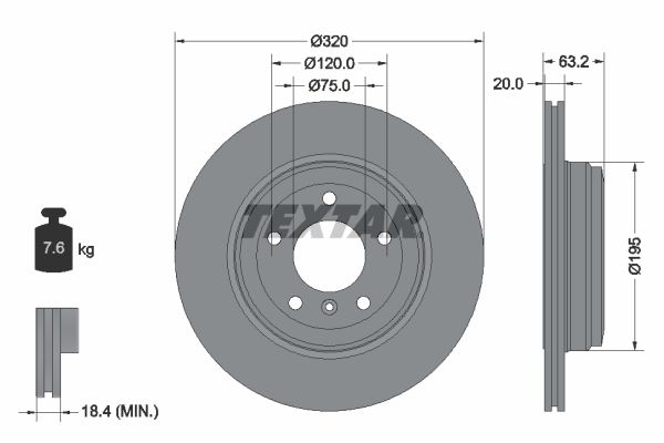 TEXTAR Тормозной диск 92122703