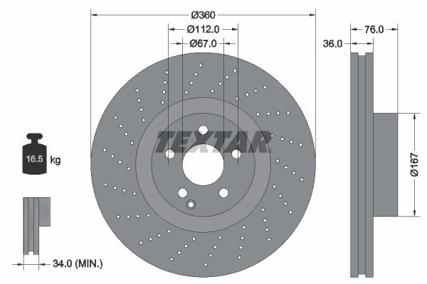 TEXTAR Тормозной диск 92124200