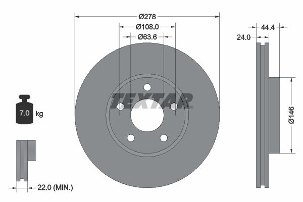 TEXTAR Тормозной диск 92124803