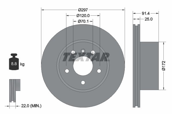 TEXTAR Тормозной диск 92129700