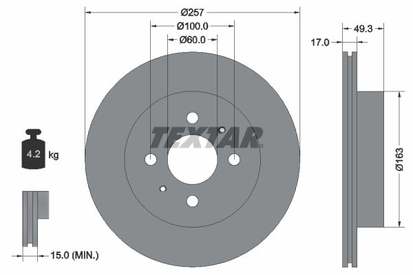 TEXTAR Тормозной диск 92131200