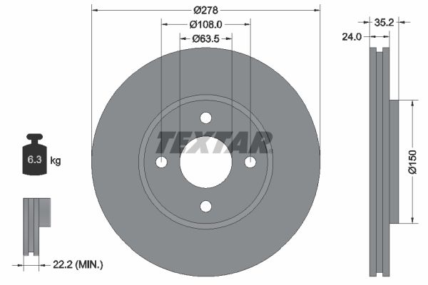 TEXTAR Тормозной диск 92131300