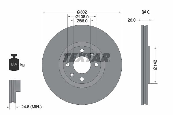 TEXTAR Тормозной диск 92133203