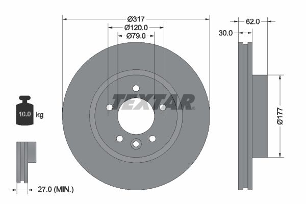 TEXTAR Тормозной диск 92134503