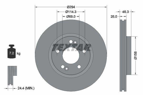 TEXTAR Тормозной диск 92136403