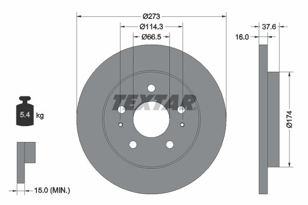 TEXTAR Тормозной диск 92138200