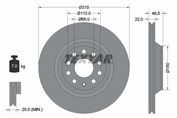 TEXTAR Тормозной диск 92140700