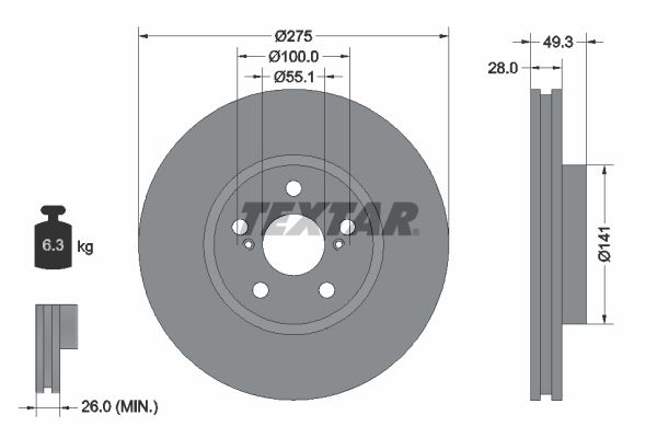 TEXTAR Тормозной диск 92142003
