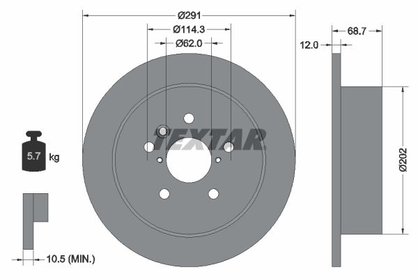 TEXTAR Тормозной диск 92144203