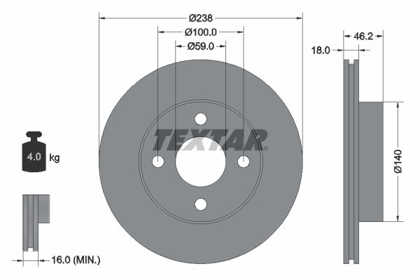 TEXTAR Bremžu diski 92144300