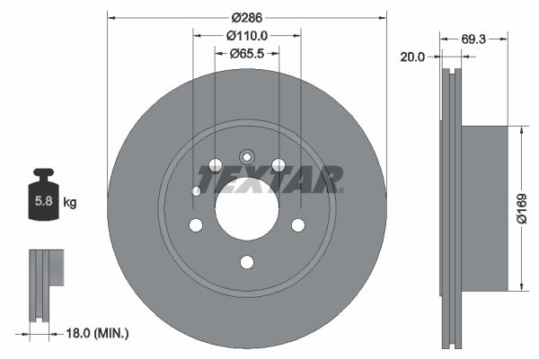 TEXTAR Тормозной диск 92144900