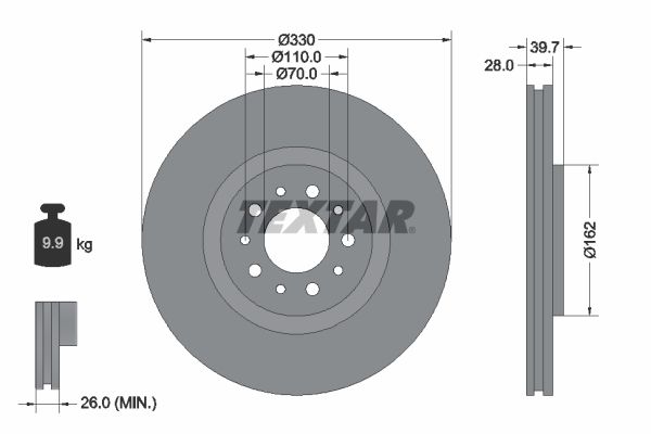 TEXTAR Тормозной диск 92145103