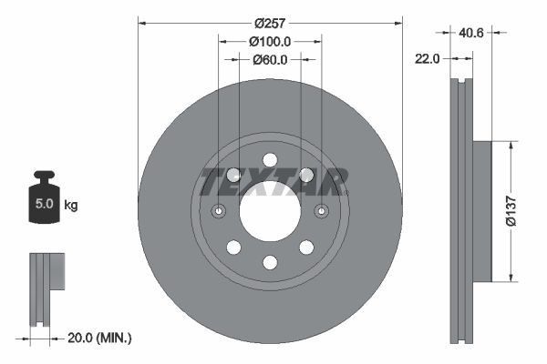 TEXTAR Тормозной диск 92145703