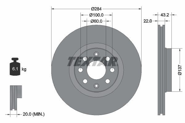 TEXTAR Тормозной диск 92145803