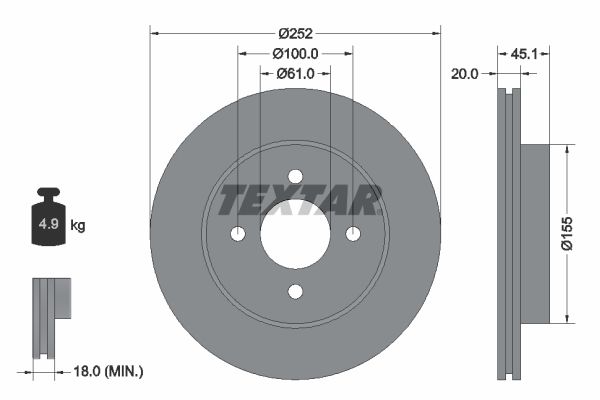 TEXTAR Bremžu diski 92148800