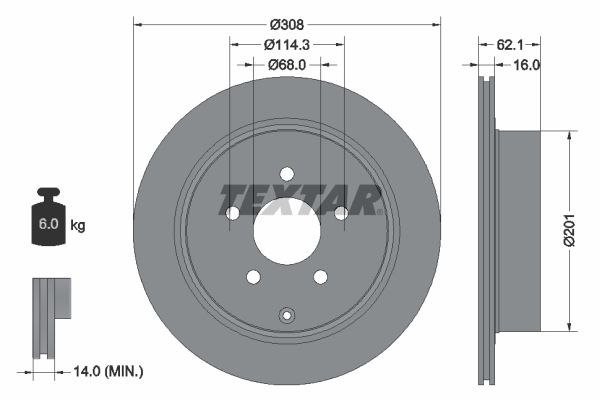 TEXTAR Bremžu diski 92149303