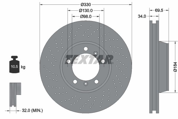 TEXTAR Тормозной диск 92149907