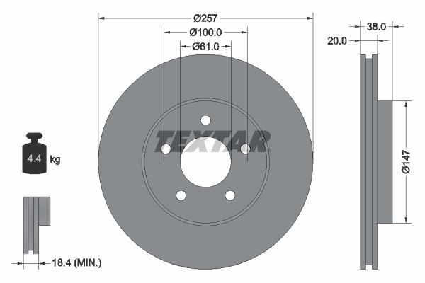TEXTAR Тормозной диск 92152403
