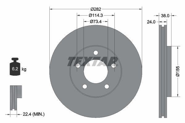 TEXTAR Тормозной диск 92153100