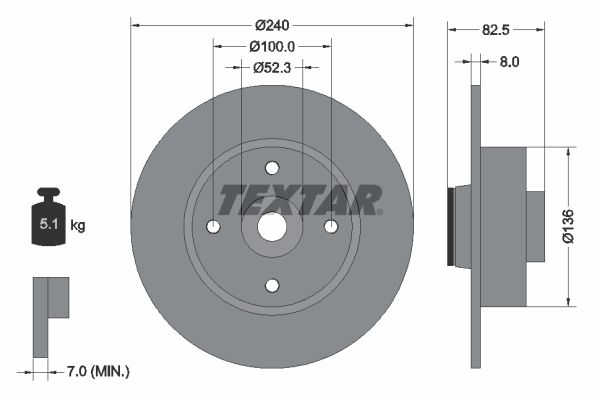 TEXTAR Тормозной диск 92154403