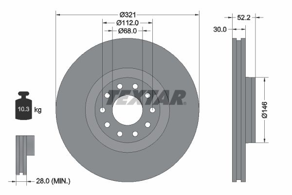 TEXTAR Тормозной диск 92154703