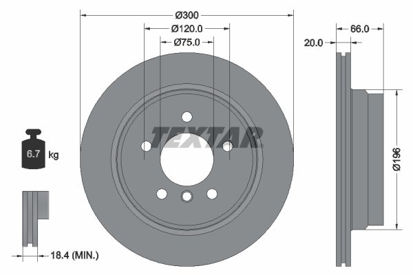 TEXTAR Тормозной диск 92154903