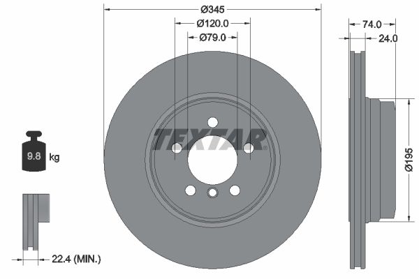TEXTAR Тормозной диск 92155005