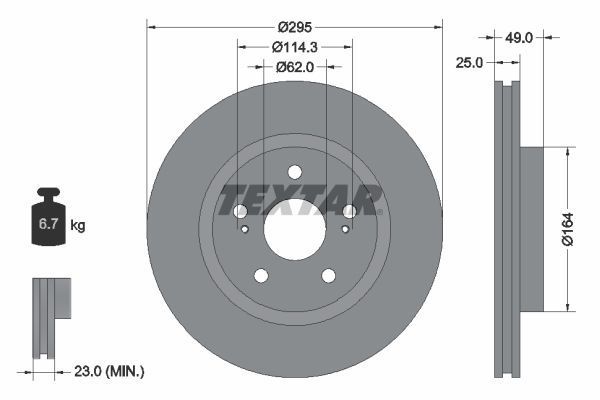 TEXTAR Тормозной диск 92156500