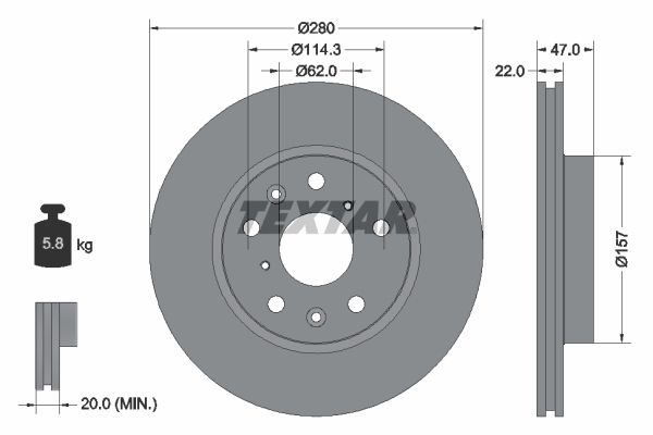 TEXTAR Тормозной диск 92156600