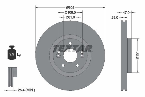TEXTAR Тормозной диск 92157700