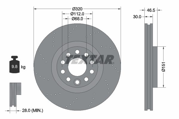 TEXTAR Bremžu diski 92158305