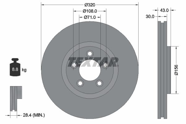 TEXTAR Тормозной диск 92158703