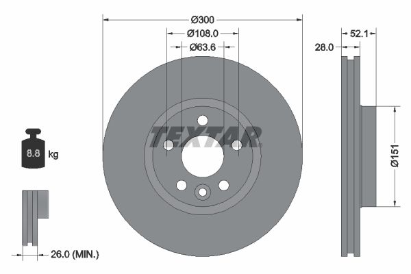 TEXTAR Тормозной диск 92159203