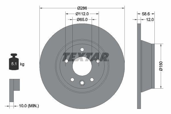 TEXTAR Тормозной диск 92159403