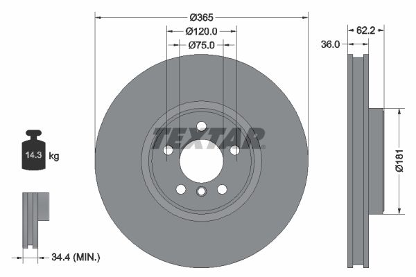 TEXTAR Bremžu diski 92161003