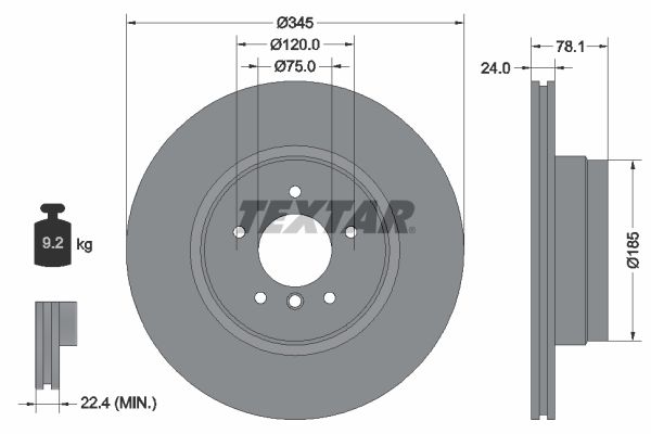 TEXTAR Тормозной диск 92161203