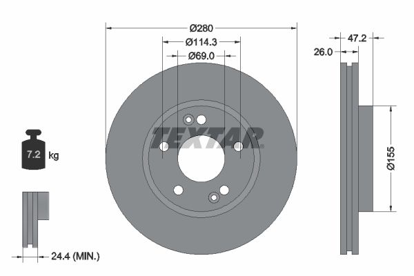 TEXTAR Тормозной диск 92161603