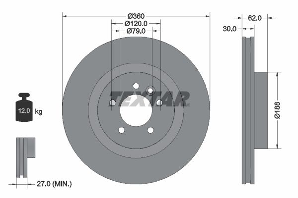 TEXTAR Тормозной диск 92162003