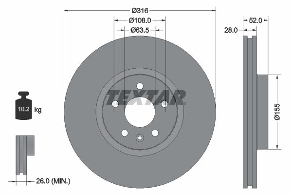 TEXTAR Тормозной диск 92162303