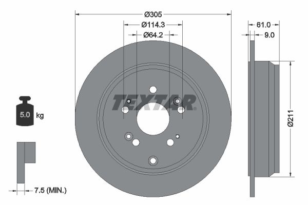 TEXTAR Bremžu diski 92162503