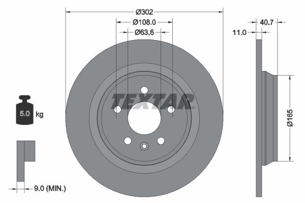 TEXTAR Тормозной диск 92162903