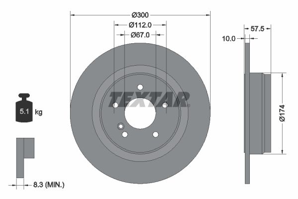TEXTAR Тормозной диск 92163303