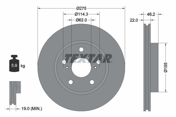 TEXTAR Тормозной диск 92163803