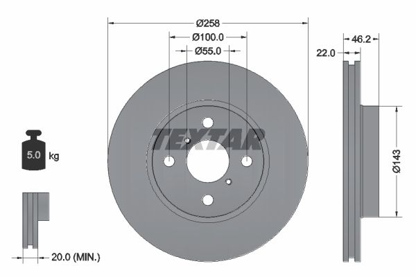 TEXTAR Bremžu diski 92164200