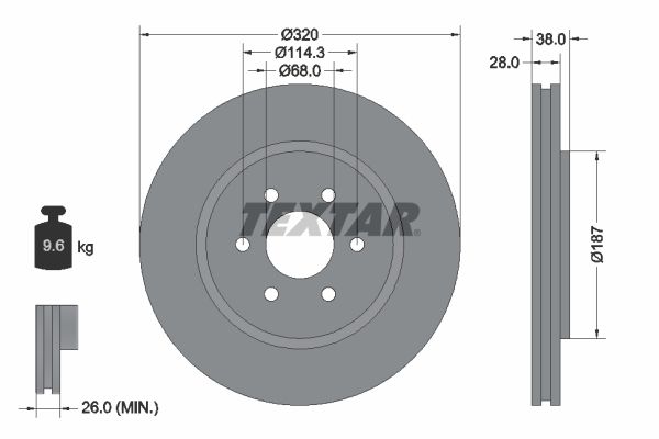 TEXTAR Тормозной диск 92164403