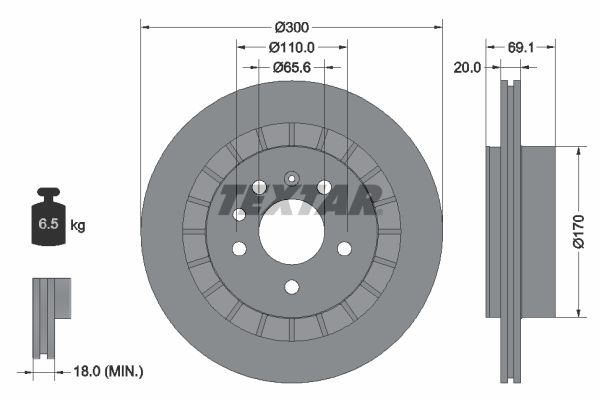 TEXTAR Bremžu diski 92164900