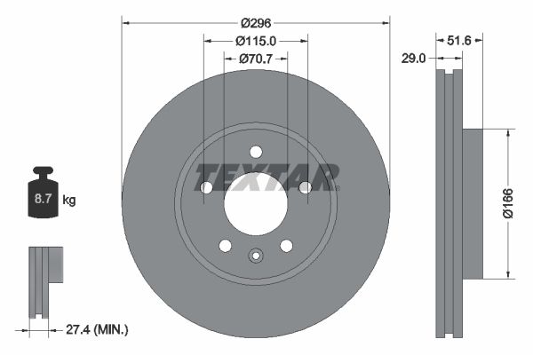 TEXTAR Тормозной диск 92165400