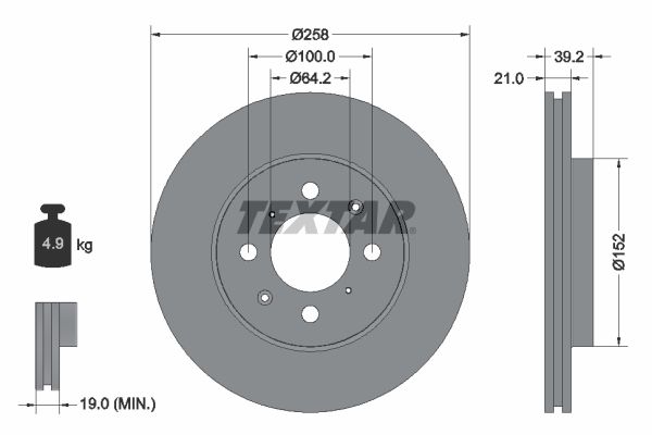 TEXTAR Тормозной диск 92165900