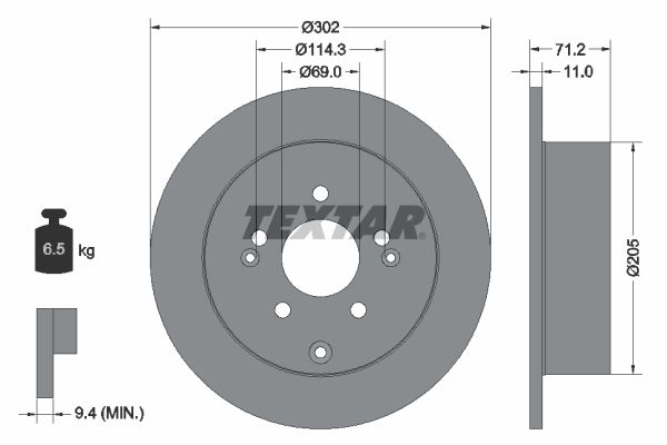 TEXTAR Тормозной диск 92166103